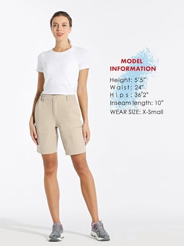 Willit Women's 10" Hiking Cargo Shorts Stretch Golf Active Long Shorts Quick Dry Outdoor Summer Shorts Sage Green L - Image 6