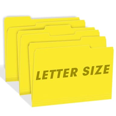 File Folder, RAZCC 150 Pack 1/3 Cut Tab File Folders Letter Size, Yellow, Folders with Tab, Great for Organizing and Easy File Storage - Image 6
