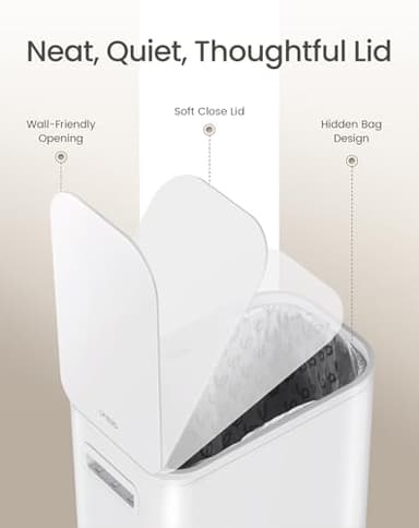 Cesun Small Bathroom Trash Can with Lid Soft Close, Step Pedal, 5 Liter / 1.3 Gallon Stainless Steel Garbage Can with Removable Inner Bucket, Waste Basket for Bathroom, Bedroom (White) - Image 4