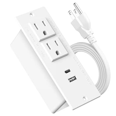 Conference Recessed Power Strip USB C Fast Charging,Furniture Recessed Outlet,Table Power Strip,Flush Mount for Side Table (White, 20W USB-C Port) - Image 1