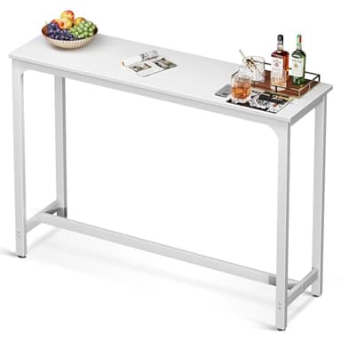 ODK 55 Inch Bar Table, Bar Height Pub Table, Counter Height Bar Table, Rectangular High Top Kitchen & Dining Counter Tables with Sturdy Legs & Easy-to-Clean Top, Indoor use, White - Image 1