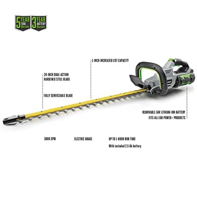 EGO POWER+ Hedge Trimmer Cordless, Electric Hedge Trimmer 24", Includes 56V 2.5Ah Battery and Charger - HT2411 - Image 3