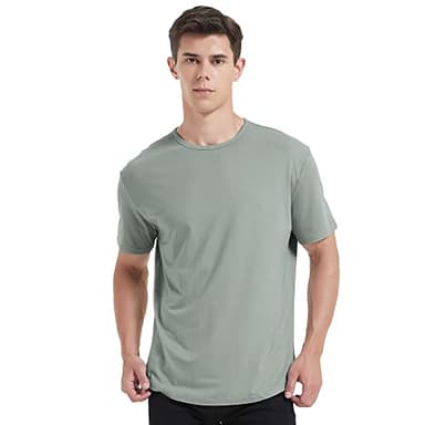 netdraw Men's Ultra-Soft Bamboo Viscose T-Shirt, Curved Hem Lightweight Cooling Cotton Blend Casual Tee, Sage/Olive Green/Smoke Blue, Large - Image 4