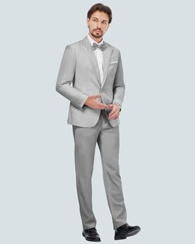 MAGE MALE Men's 2 Piece Suit Notched Lapel One Button Slim Fit Formal Wedding Prom Tuxedo Suits Blazer Pants with Bow Tie Set - Image 6