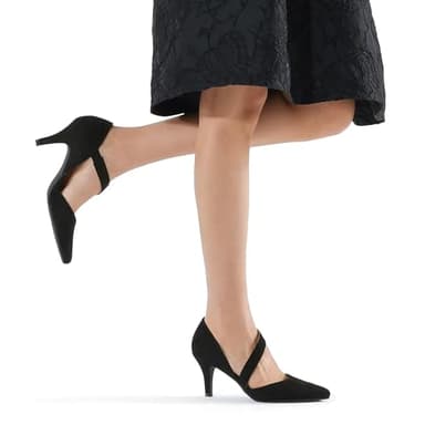 mysoft Women's Pointed Toe Low Stiletto Heel Dress Pumps Shoes - Available in Wide Sizes Black-Suede - Image 4