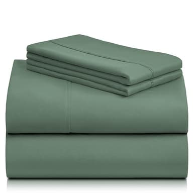 LuxClub 4 PC Full Sheet Set, Breathable Luxury Bed Sheets, Deep Pockets Wrinkle Free Cooling Bed Sheets Machine Washable Hotel Bedding Silky Soft - Tree Moss Green Full - Image 9