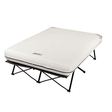 Coleman Queen-Size Airbed Cot Combination, Folding Air Mattress with Steel Frame & Side Table, Battery Pump Included, Great for Camping, Lounging, Elevated Sleeping, Guests, & More - Image 1