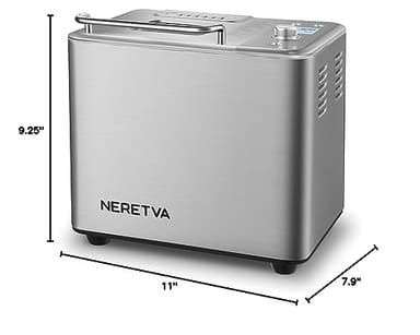 Neretva Bread Maker, 20-IN-1 2LB Bread Machine Dual Heater Bread Maker Machine Automatic with Nonstick Ceramic Pan, 15H Timer & 1H Keep Warm Set, Low Noise, Stainless Steel Breadmaker Recipe-Silver - Image 8