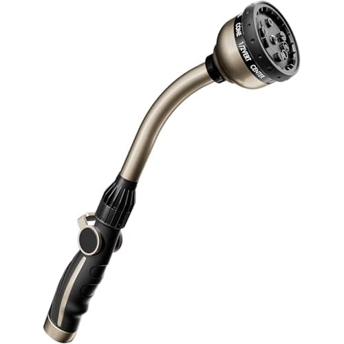 RESTMO Watering Wand Heavy Duty, Metal Garden Hose Wand with 10 Spray Patterns, 15-Inch Long Hose Nozzle Sprayer with Thumb Flow Control, Ideal to Water Hanging Baskets and Shrubs - Image 1