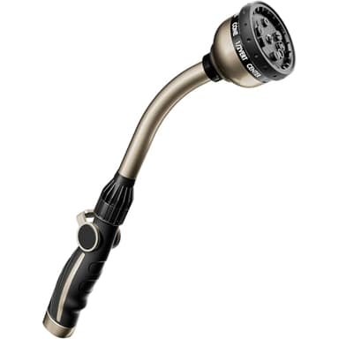 RESTMO Watering Wand Heavy Duty, Metal Garden Hose Wand with 10 Spray Patterns, 15-Inch Long Hose Nozzle Sprayer with Thumb Flow Control, Ideal to Water Hanging Baskets and Shrubs - Image 1