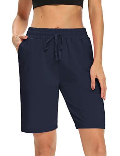 DIBAOLONG Womens Yoga Shorts Loose Comfy Drawstring Lounge Bermuda Shorts with 3 Pockets Navy 2XL - Image 2