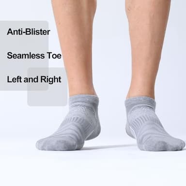 FITRELL 6 Pack Men's Running Socks Ankle Low Cut Cushioned No Show Compression Athletic Sports Gift for Men, Shoe Size 9-12, Light Gray+White - Image 4