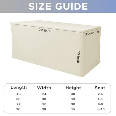Nasitos Fitted Table Covers Stretch Spandex - 72 x 30 Inch - 4 Pack Beige Rectangle Table Clothes for 6 Foot Folding Tables, Wrinkle Resistant Tablecloths for Banquet, Trade Show, Craft Show - Image 7