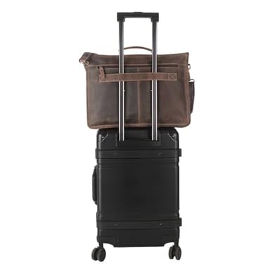 Leather briefcase 18 inch laptop messenger bag for men and women best satchel office bag - Image 2