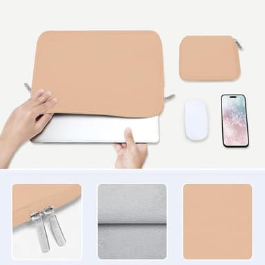 MOSISO Laptop Case 13.3 inch, 13-13.3 inch Laptop Sleeve Bag Compatible with MacBook Air/Pro 13/Pro 14 M5 M4 M3 M2 M1, HP Dell ASUS Lenovo, Neoprene Computer Sleeve Bag with Small Case, Peach Fuzz - Image 4