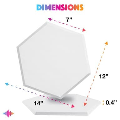 Sonic Acoustics 12 Pack Hexagon Acoustic Panels, 14" X 12" X 0.4" High Density Sound Absorbing Panels Sound Proof Insulation Beveled Edge Studio Treatment Tiles-White - Image 4