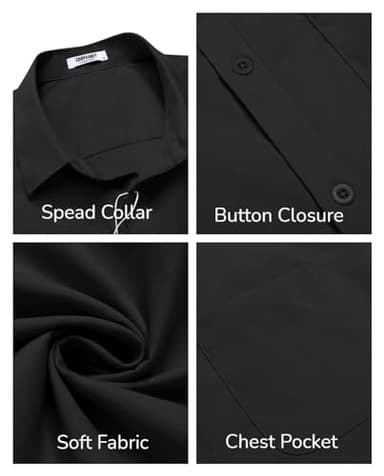 COOFANDY Men's Short Sleeve Dress Shirt Slim Fit Button Down Summer Shirt Black - Image 5