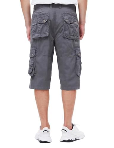 BEST SOUTH Men's Capri Long Twill Cargo Shorts Below Knee 13 Inches Cotton Relaxed Fit Casual Multi-Pocket Grey 40 - Image 4
