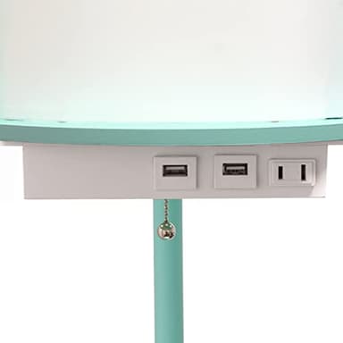 Simple Designs LF2010-AQU 62.5" Round Modern Shelf Etagere Organizer Storage Floor Lamp with 2 USB Charging Ports, 1 Charging Outlet and Linen Shade for Living Room Bedroom, Aqua, 11.5 x 11.5 x 62.5 - Image 6