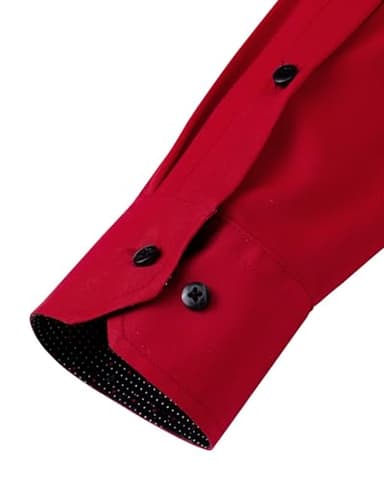 J.VER Dress Shirts for Men Contrast Collar Casual Button Down Shirt Long Sleeve Semi Formal Wedding Party Stylish Tops Red Small - Image 6