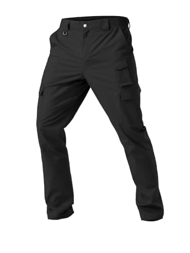 Winvote Men's Cargo Work Pants Water Resistant Tactical Pants 33" Lightweight Hiking Ripstop Pants Outdoor Apparel Black 32 - Image 1