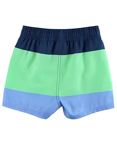 RUGGEDBUTTS Boys UPF50+ Sun Protection Striped Color Block Swim Trunks - Mint & Blue, 3T - Image 4