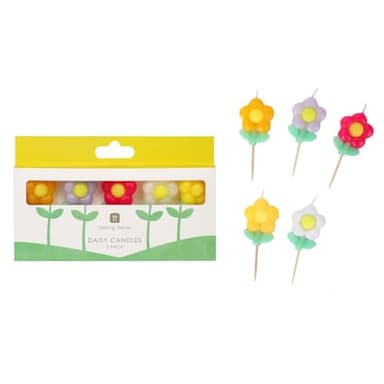 Talking Tables 5 x Daisy Flower Birthday Candles for Cakes Cake Topper Decoration Premium Quality colorful Floral Candle 1.5 Inches Height Recycled Packaging - Image 5