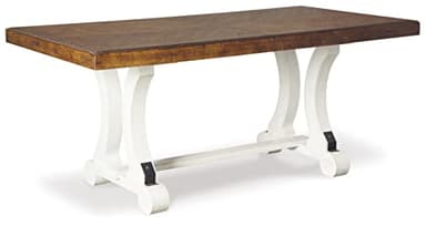 Signature Design by Ashley Valebeck Farmhouse Rectangular Extension Dining Table, Fits up to 8, White & Brown - Image 1