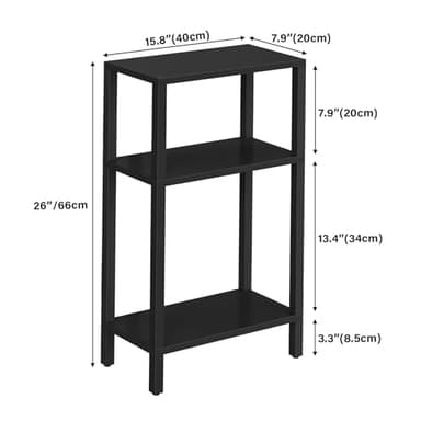 TUTOTAK Small Side Table, Narrow End Table, Skinny Sofa Table, Slim Nightstand, Couch Table, Living Room, Bed Room, Black TB01BK077 - Image 3