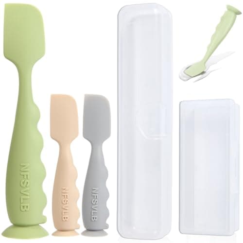 NFSVLB Baby Diaper Cream Spatula with Case-1 Large 2 Mini Butt Paste Spatula with 2 Travel Case-Soft Baby Butt spatula baby Diaper Cream Applicator-Diaper Rash spatula Bum Spatulas Brush - Image 1
