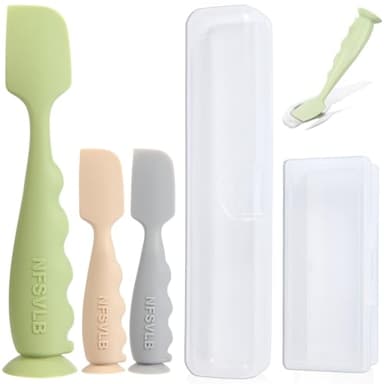 NFSVLB Baby Diaper Cream Spatula with Case-1 Large 2 Mini Butt Paste Spatula with 2 Travel Case-Soft Baby Butt spatula baby Diaper Cream Applicator-Diaper Rash spatula Bum Spatulas Brush - Image 1