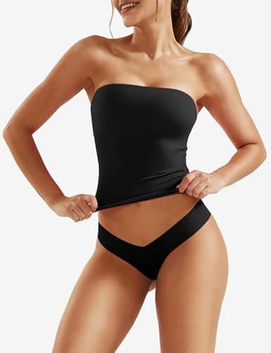 YEOREO Sophie Women Sexy Long Tube Tops Double Lined Basic Y2K Summer Cute Strapless Fitted Bandeau Going Out Crop Top Black-S - Image 5