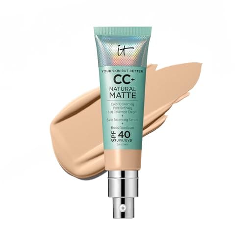 IT Cosmetics CC+ Cream Natural Matte (Light) - Poreless Full Coverage Foundation With SPF 40, 16HR Shine Control, Color-Corrector, Skin-Balancing Serum, Noncomedogenic - 1.08 fl oz - Image 1