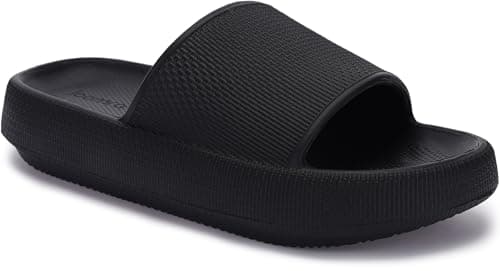 Joomra House Slippers for Men Size 12 Recovery Foam Cushion Non-Slip Female Pillow Pool Beach Shower Slides Garden Sandals for Male Sandles Black 46-47 - Image 1