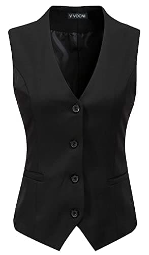 V VOCNI Women's Fully Lined 4 Button V-Neck Economy Dressy Suit Vest Waistcoat - Image 1