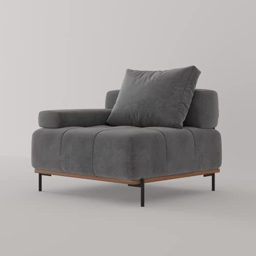 Acanva Convertible Modular Sectional Sofa, Mid-Century Modern Minimalist Free Combination U/L Shaped Reversible Couch for Living Room, Single Chair, Grey - Image 1