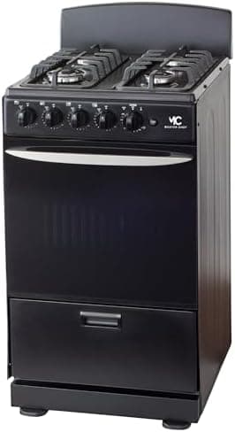 MC - 20" Black W Gas Space Saver Range with 2.4 CFT Oven Capacity - Italian SABAF Sealed Burners, 1 Ultra-Fast, 3 Fast – Easy to Clean, Iron Grates, Cool Knobs - L 21" W 20" H 41" - Image 4