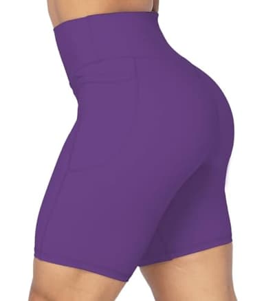 Sunzel No Front Seam Biker Shorts for Women with Pockets, Yoga Workout Gym Bike Shorts with Tummy Control 8" Inseam Petunia Small - Image 4