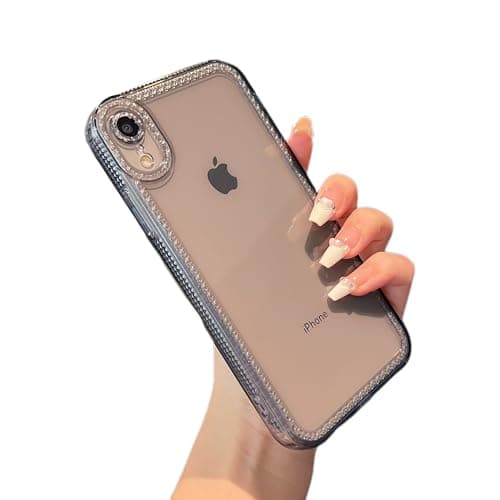 ZTOFERA Designed for iPhone XR 6.1 inch,Cute Clear Case for Women Girls,Sparkly Glitter Bling Flexible Soft TPU Silicone Bumper Protective Cover for iPhone XR,Gray - Image 1