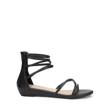 DREAM PAIRS Women's Ankle Strap Flat Sandals Summer Dressy Strappy Gladiator Rhinestones Sandals,Size 8,Black/Pu,WEITZ - Image 2