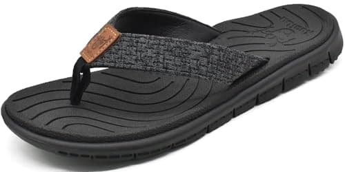 KuaiLu Womens Casual Flip Flops Comfortable Yoga Mat Arch Support Memory Foam Comfort Cushion Summer Beach Pool Slip on Walking Thong Sandals Ladies Orthotic Recovery Plantar Fasciitis Black Size 8 - Image 1