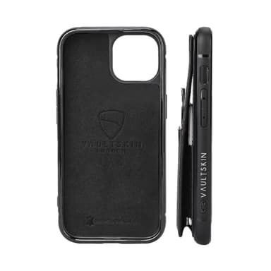 Vaultskin for iPhone 15 Case - Slim Leather Case with Card Holder, Magnetic Closure and Drop Protection, Stylish Wallet Case for iPhone 15, Ideal Gift (Eton, Black) - Image 3