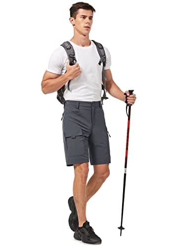 Hiauspor Men's Hiking Cargo Shorts 9"/10" Quick Dry Lightweight Waterproof for Golf Tactical Fishing Casual with 6 Pockets (Dark Grey, 34) - Image 7