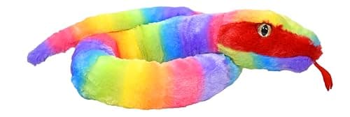 Wild Republic Plush Snake, Rainbow Fabric, Rainboa, Gift for Kids, Plush Toy, 54 Inches, Fill is Spun Recycled Water Bottles
