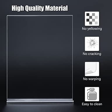 xydstay 6pack Acrylic Sign Holder 8.5 X 11, Vertical T Shape Clear Plastic Menu Holder, Unbreakable Table Sign for Restaurant, Office, School, Store and Home Use - Image 7