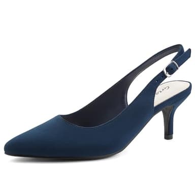 Greatonu Womens Buckle Strap Sexy Kitten Heels Dress Navy Pumps Size 7 - Image 1