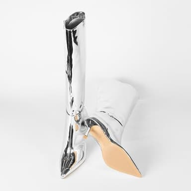 The Drop Women's Gemini Tall Heeled Boot, Silver Mirror, 9 - Image 4