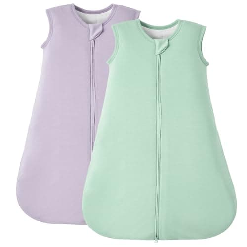 Duomiaomiao 2 Pack Buttery Soft Rayon Made from Bamboo Baby Sleep Sack 6-18 Months 1.0 TOG, Premium Baby Sleeping Bag 2-Way Zipper for Babies - Image 1