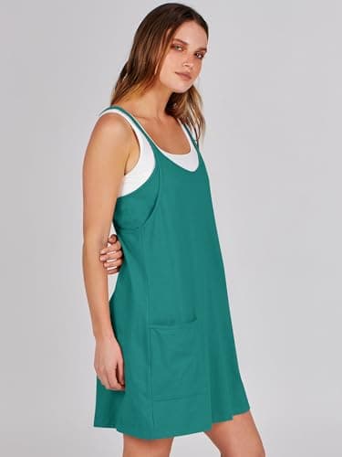 ANRABESS Women Athletic Dress Summer Tennis Workout Active Sports Mini Romper Dress Built in Shorts Travel Vacation Clothes Teal Large - Image 4