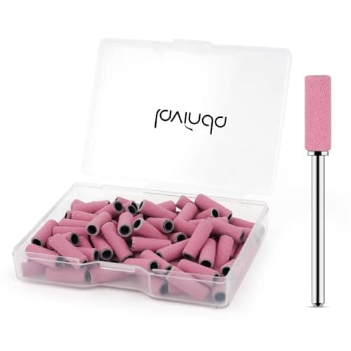 Lavinda Small Sanding Bands Nail Drill Bit, 80 Piece Extra Fine Sanding Bands for Nail Drill with 3.1mm Mandrel Bit for Acrylic Nails Gel Removing Shaping Polishing Nail Salon Use (240 Grit, Pink) - Image 1
